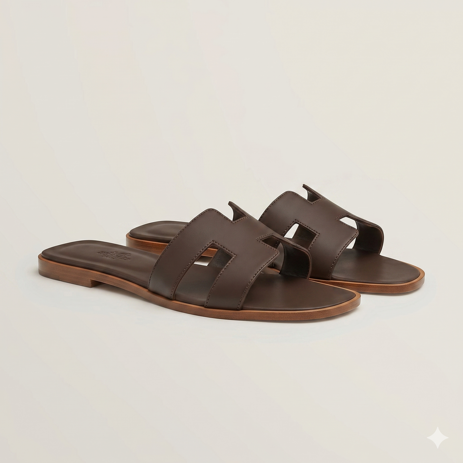 Signature "H" cut-out strap sandal - Deep khakhi