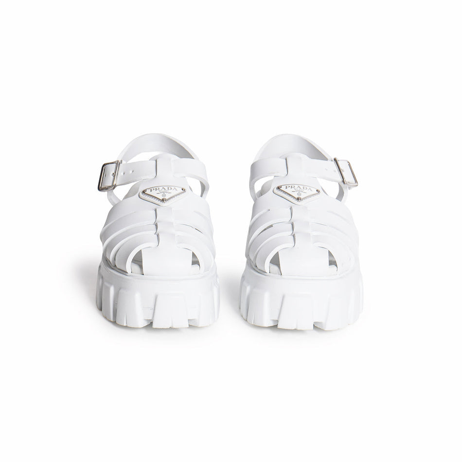Monolith White foam Rubber platform sandals